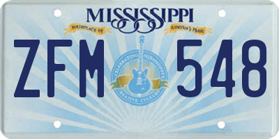 MS license plate ZFM548