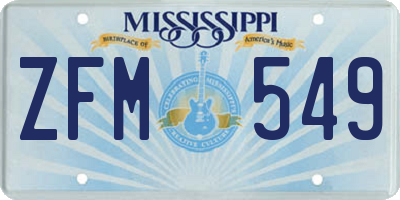 MS license plate ZFM549