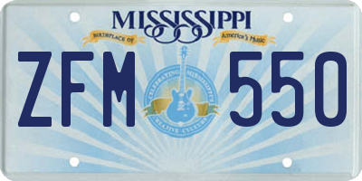 MS license plate ZFM550