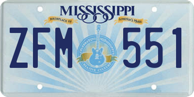 MS license plate ZFM551