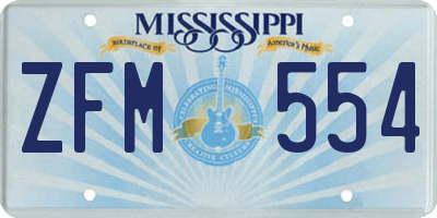 MS license plate ZFM554