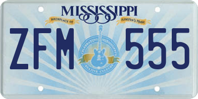 MS license plate ZFM555