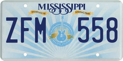 MS license plate ZFM558