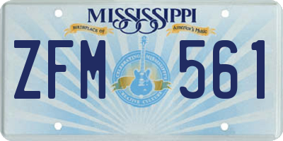 MS license plate ZFM561