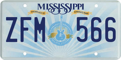 MS license plate ZFM566