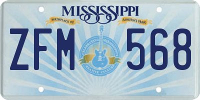 MS license plate ZFM568