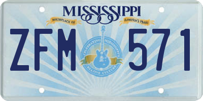 MS license plate ZFM571