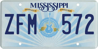 MS license plate ZFM572