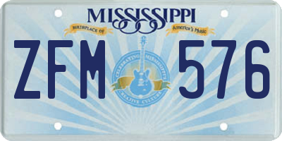 MS license plate ZFM576