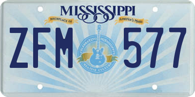 MS license plate ZFM577
