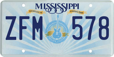 MS license plate ZFM578