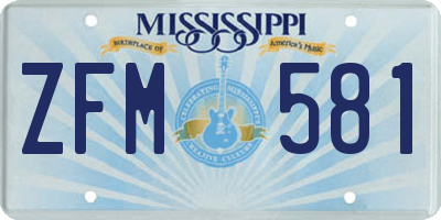 MS license plate ZFM581