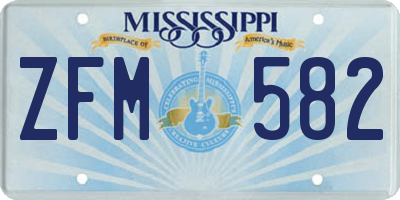 MS license plate ZFM582
