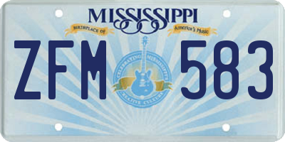MS license plate ZFM583