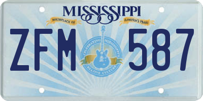 MS license plate ZFM587