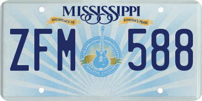 MS license plate ZFM588