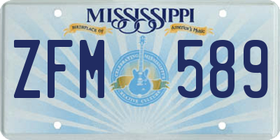 MS license plate ZFM589