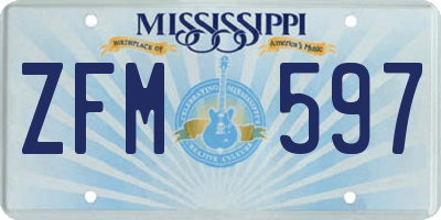MS license plate ZFM597