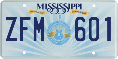 MS license plate ZFM601