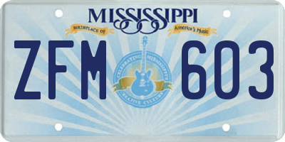 MS license plate ZFM603