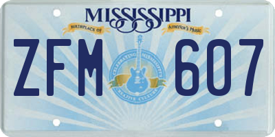 MS license plate ZFM607