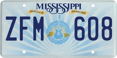 MS license plate ZFM608
