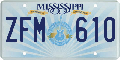 MS license plate ZFM610