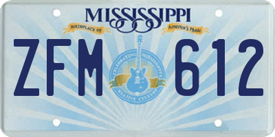 MS license plate ZFM612