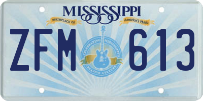 MS license plate ZFM613