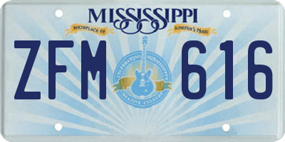 MS license plate ZFM616