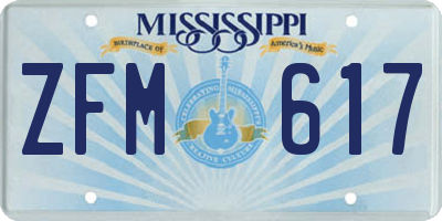 MS license plate ZFM617