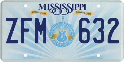 MS license plate ZFM632