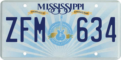 MS license plate ZFM634