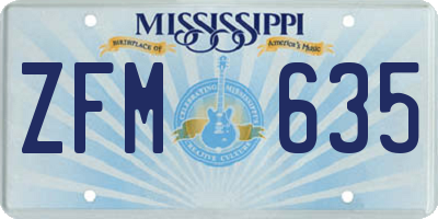 MS license plate ZFM635
