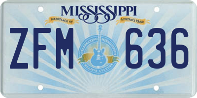 MS license plate ZFM636