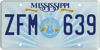 MS license plate ZFM639