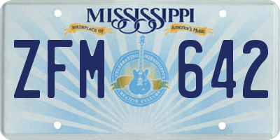 MS license plate ZFM642
