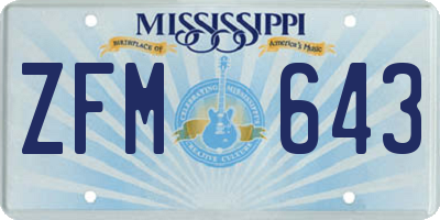 MS license plate ZFM643