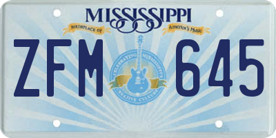 MS license plate ZFM645