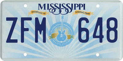 MS license plate ZFM648