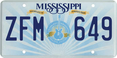 MS license plate ZFM649