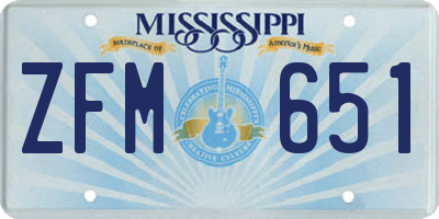MS license plate ZFM651