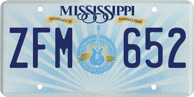 MS license plate ZFM652