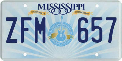 MS license plate ZFM657