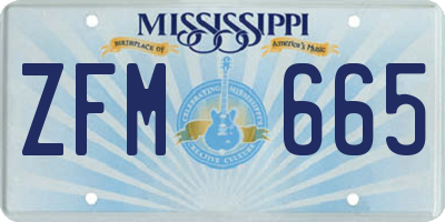 MS license plate ZFM665