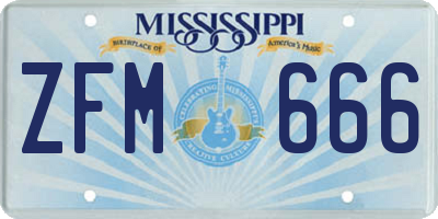 MS license plate ZFM666