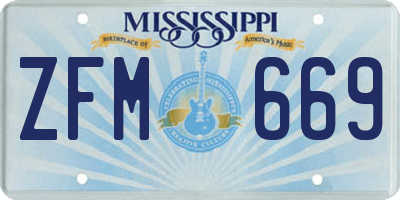 MS license plate ZFM669
