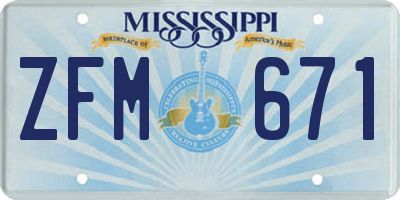 MS license plate ZFM671