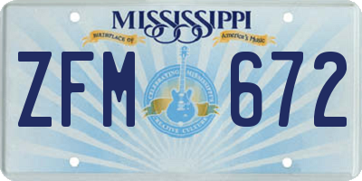 MS license plate ZFM672