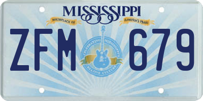 MS license plate ZFM679